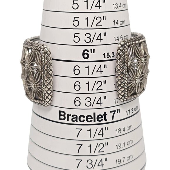 Andrea Candela Sterling Silver 18KT Diamond Flower Tesoro Cuff Bracelet #22551 - Picture 9 of 10